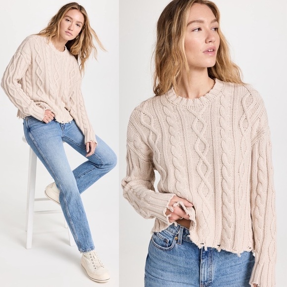 Pistola Denim Eva Sweater in Dove (cream) Cable Knit size medium - Picture 1 of 12